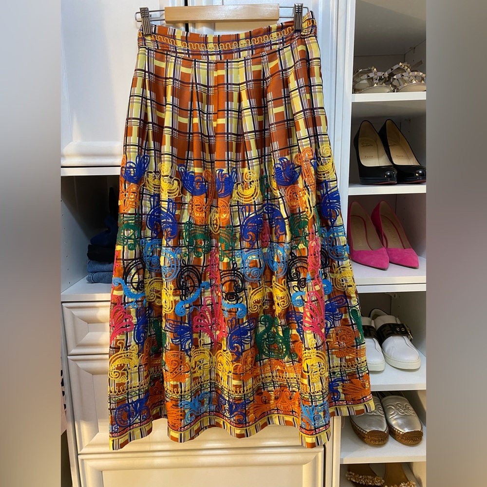 Zara Multicolor Plaid and Patterned Maxi Skirt